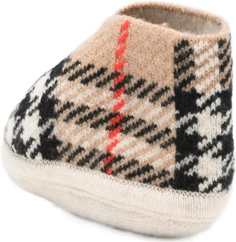 Burberry Kids House Check slippers van wolblend Beige - Foto 2