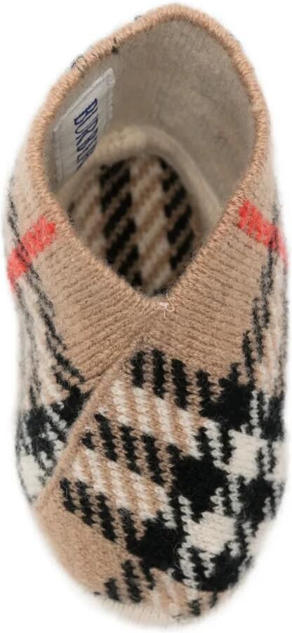 Burberry Kids House Check slippers van wolblend Beige - Foto 3
