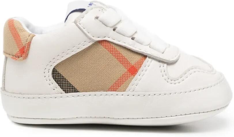 Burberry Kids Leren sneakers met geruit vlak Wit