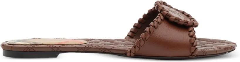 Burberry Leren Knight Stamp sandalen Bruin