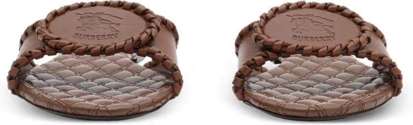Burberry Leren Knight Stamp sandalen Bruin - Foto 5
