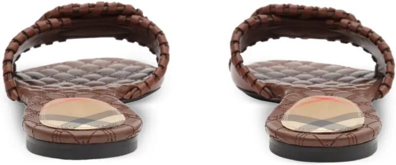 Burberry Leren Knight Stamp sandalen Bruin - Foto 4