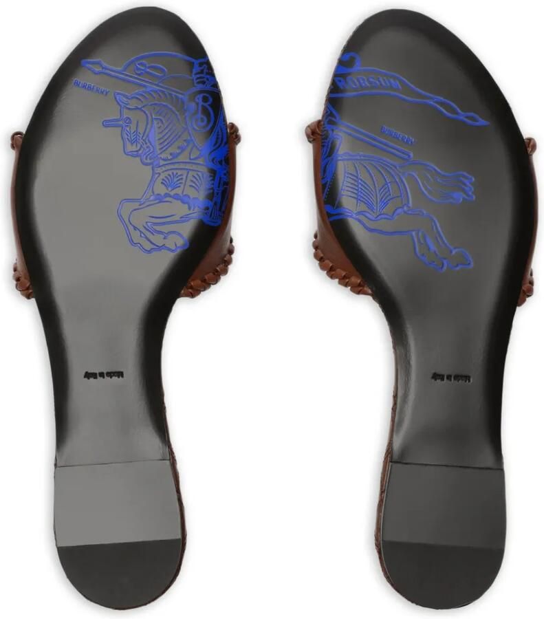 Burberry Leren Knight Stamp sandalen Bruin - Foto 3