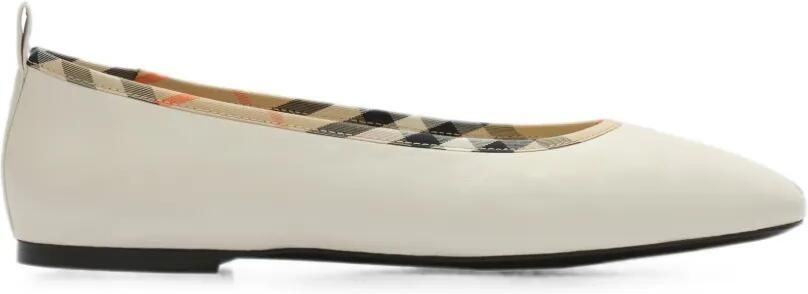 Burberry Leren Robin ballerina's met geruite afwerking Beige