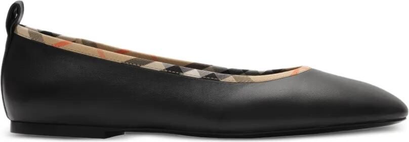 Burberry Leren Robin ballerina's met geruite afwerking Zwart