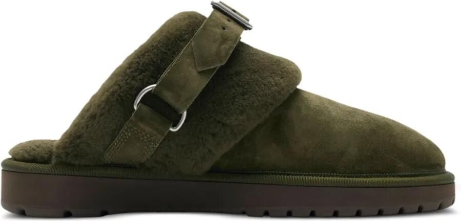 Burberry Muiltjes van suède en lamswol Groen