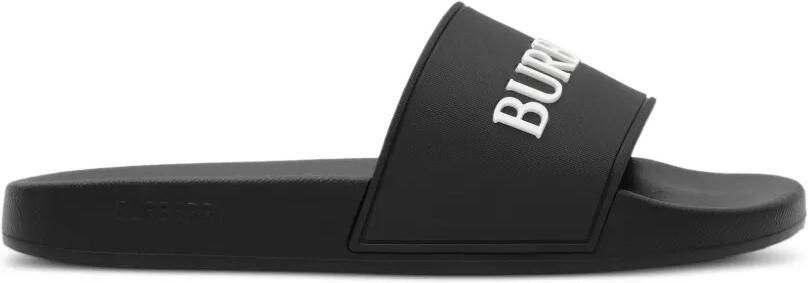 Burberry Slippers met logo Zwart