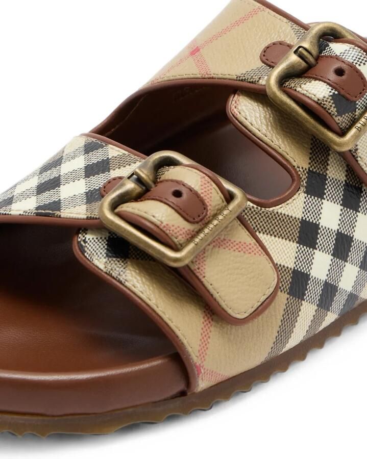Burberry Urchin geruite en leren sandalen Beige