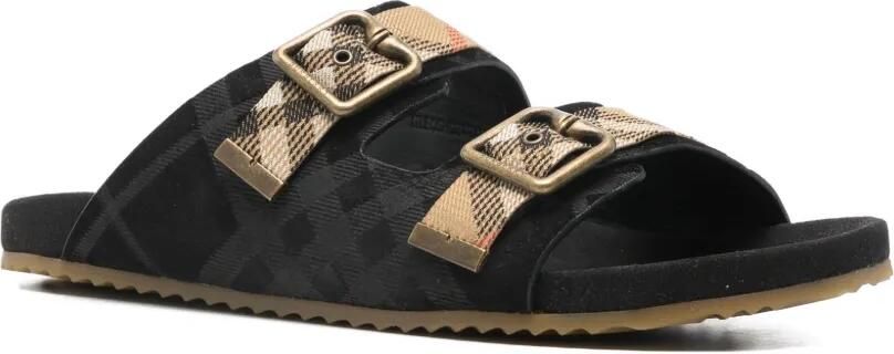 Burberry Urchin geruite suède sandalen Zwart