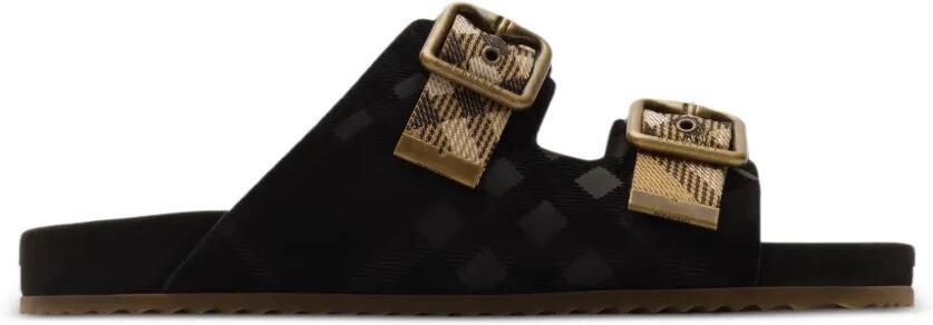 Burberry Urchin geruite suède sandalen Zwart