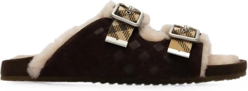 Burberry Urchin lammy geruite sandalen Bruin