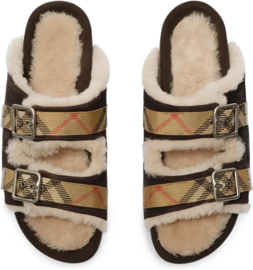 Burberry Urchin lammy geruite sandalen Bruin - Foto 3