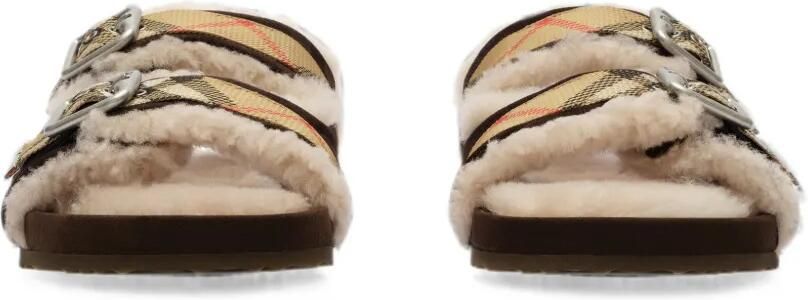 Burberry Urchin lammy geruite sandalen Bruin - Foto 4