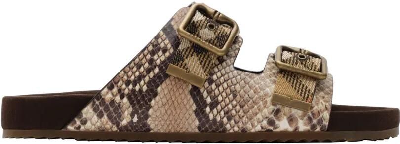 Burberry Urchin leren sandalen met pythonprint Beige