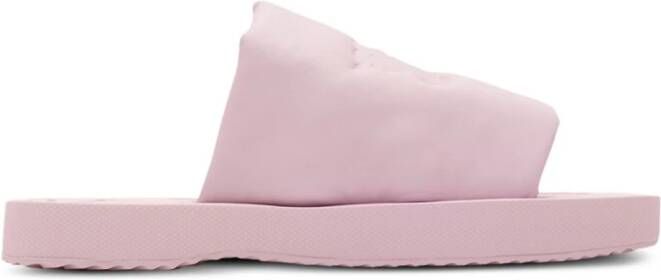 Burberry Leren slippers met reliëf Roze