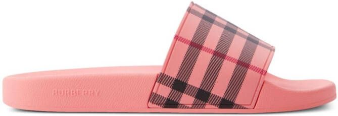 Burberry Geruite slippers Roze