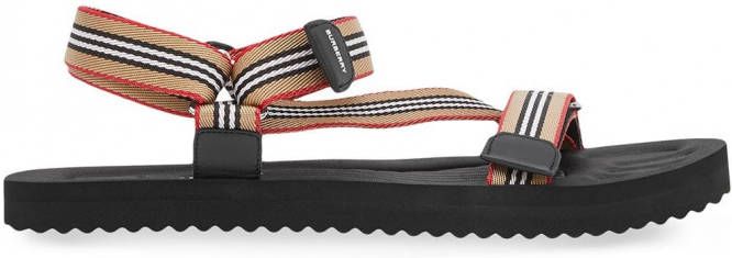 Burberry Icon sandalen met streep heren  kalfsleer/kalfsleer/polyamide/polyamide/Polyester/Polyester/elastolefine/elastolefine/rubber  39 Zwart - Schoenen.nl