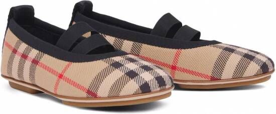 Burberry Kids Geruite ballerina's Bruin