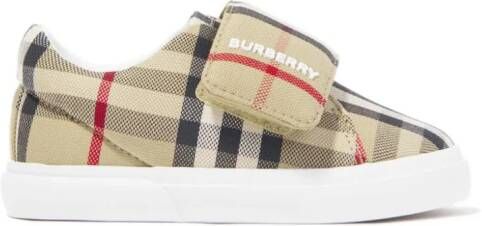 Burberry Kids Sneakers met klittenband Beige