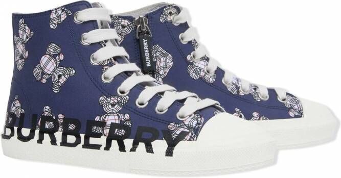 Burberry Kids Sneakers met logoprint Blauw