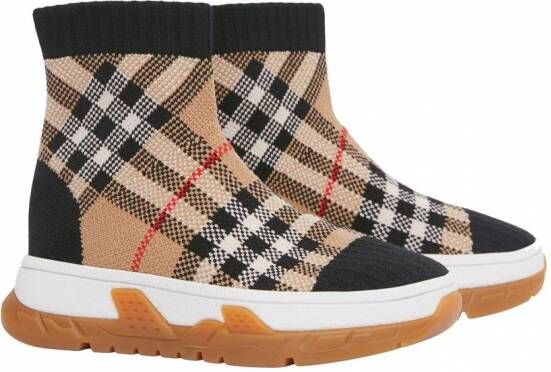 Burberry Kids Sneakers met Vintage Check Beige