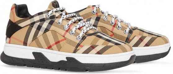 Burberry Kids Sneakers met vintage ruit Beige - Schoenen.nl