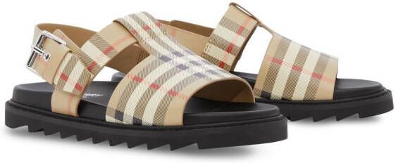 Burberry Kids Vintage Check sandalen met gesp Beige