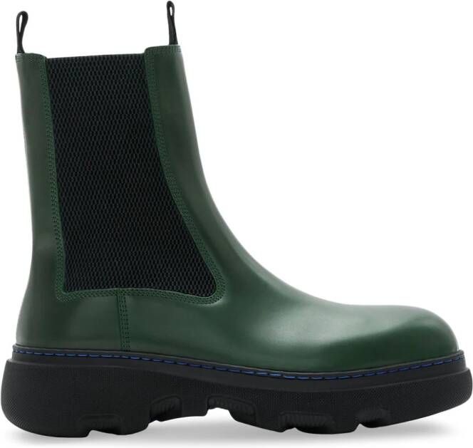 Burberry Leren laarzen met ronde neus Groen