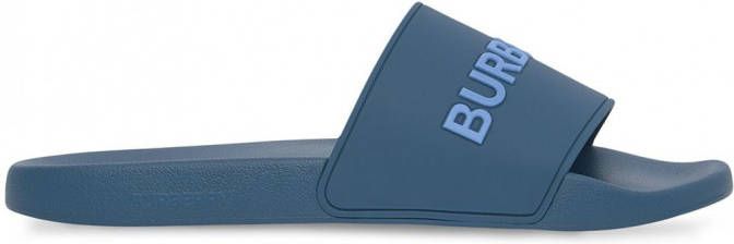 Burberry Slippers met logoprint Blauw
