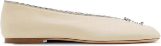 Burberry Sadler Zip leren ballerina's Beige