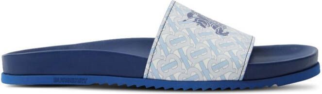 Burberry Slippers met monogramprint Blauw