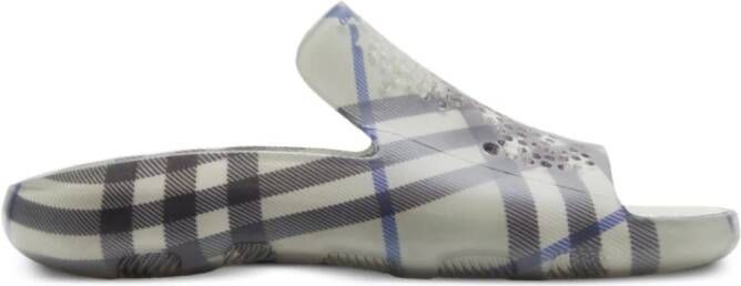Burberry Stingray geruite slippers Grijs