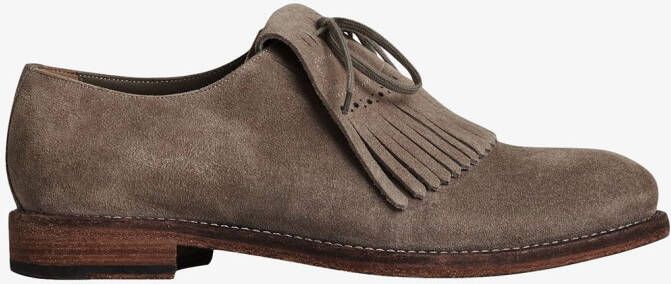 Burberry Suede Kiltie loafers met veters en franje Grijs