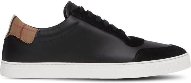 Burberry Vintage check leren sneakers met vlakken Zwart