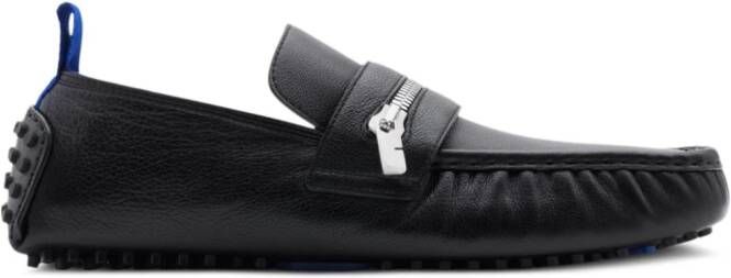 Burberry zip-detail leather loafers Zwart