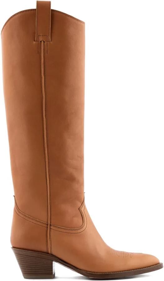 Buttero Annie knielaarzen met Western-stijl en treklus Bruin