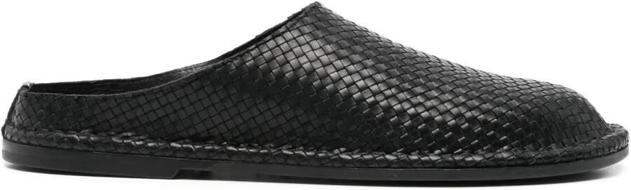 Buttero Geweven leren slippers Zwart