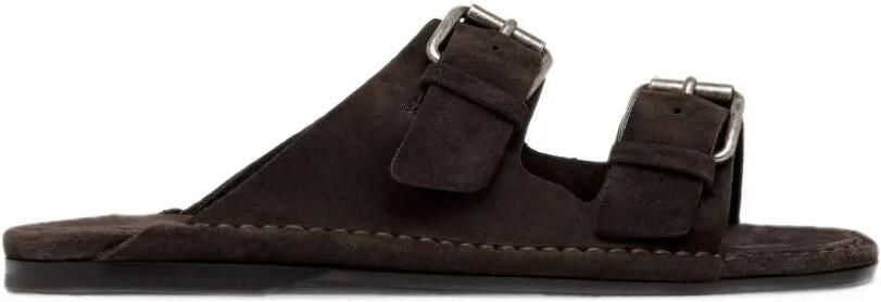 Buttero Sandalen met dubbele bandjes en gespsluiting Bruin