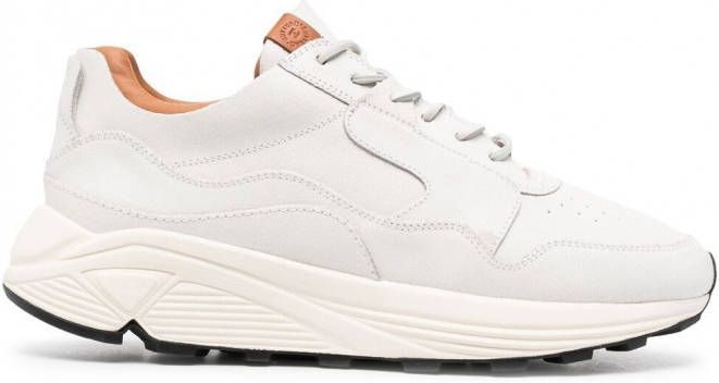 Buttero Vinci leren sneakers met gebarsten effect Wit