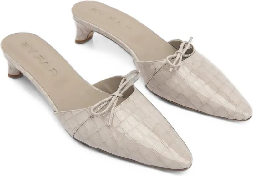 BY FAR Babybow crocodile-embossed mules Beige