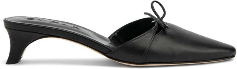 BY FAR Babybow leather heeled mules Zwart