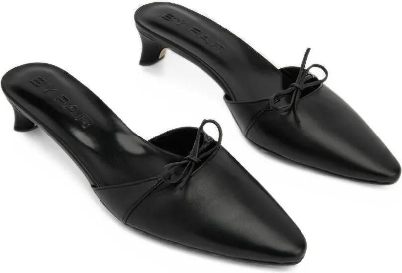 BY FAR Babybow leather heeled mules Zwart - Foto 5