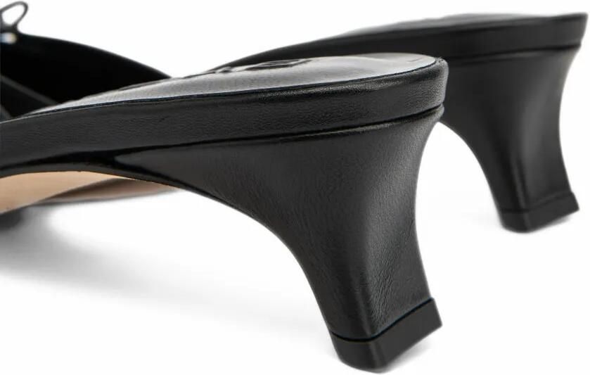 BY FAR Babybow leather heeled mules Zwart - Foto 4