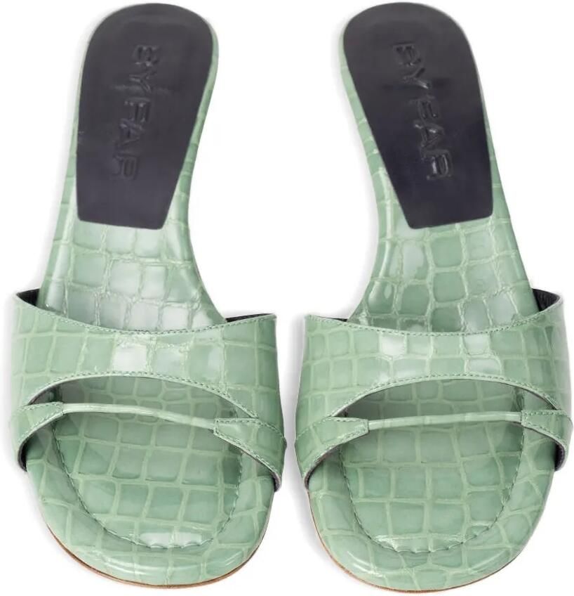 BY FAR Babygirl Fresh slip-on muiltjes met reliëf Groen - Foto 2