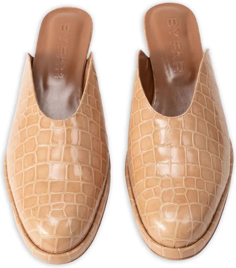 BY FAR Babylady muiltjes met krokodillen-reliëf Beige - Foto 2