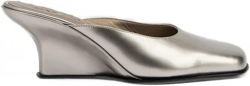 BY FAR Caroo sculpted-wedge mules Zilver