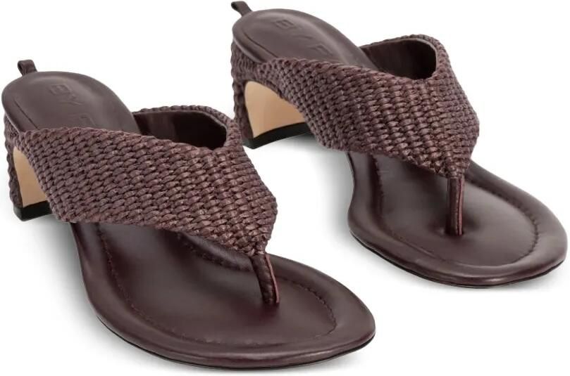 BY FAR Dasha raffia geweven muiltjes Rood