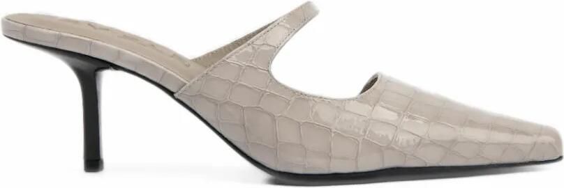 BY FAR Serena crocodile-effect mules Beige