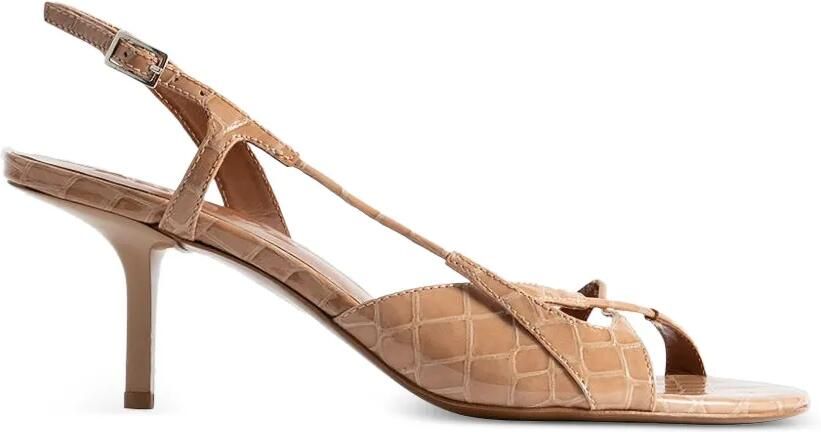 BY FAR Sierra sandalen met krokodillen-reliëf Beige