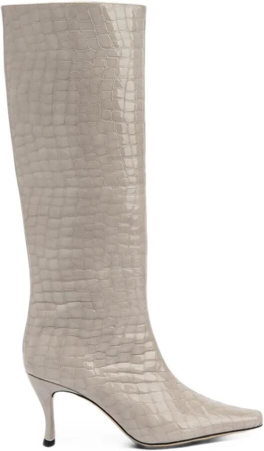 BY FAR Stevie 42 crocodile-embossed boots Beige